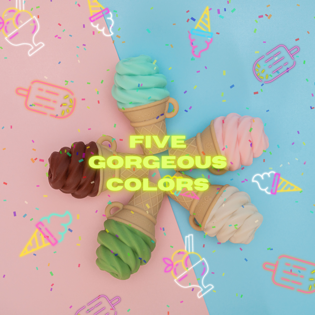 Silicone Ice-cream Baby Teether with FREE Silicone Pacifier Clip (Vanilla - White)