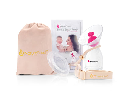 NatureBond Silicone Breastfeeding Manual Breast Pump Milk Saver Suction | All-In-1 Pump Strap, Stopper, Cover Lid, Carry Pouch, Air-Tight Vacuum Sealed in Hardcover Gift Box. BPA Free