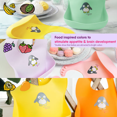 Silicone Baby Bibs + Food Catcher